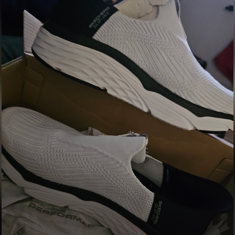 Skechers Womens White Hands Free Slip-ins